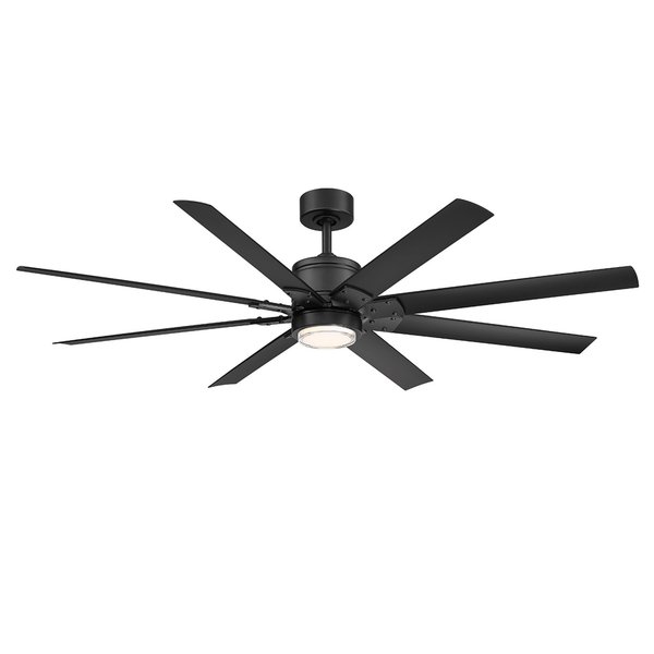 Modern Forms Renegade 8-Blade Smart Ceiling Fan 66in Matte Black with 3000K LED Light Kit and Remote Control FR-W2001-66L